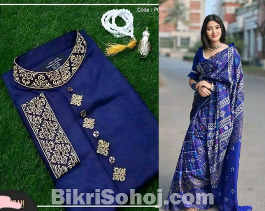 Women's embroidery work saree and Punjabi